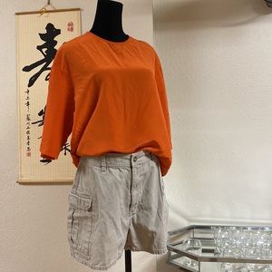 100% silk VINTAGE orange blouse 10 L
